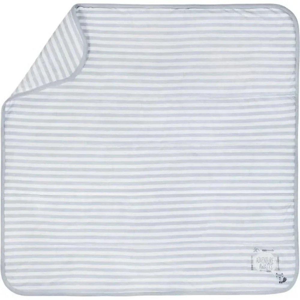 Gerber Organics Adventure Awaits Striped Blanket Gray White‎ Cotton Baby Lovey